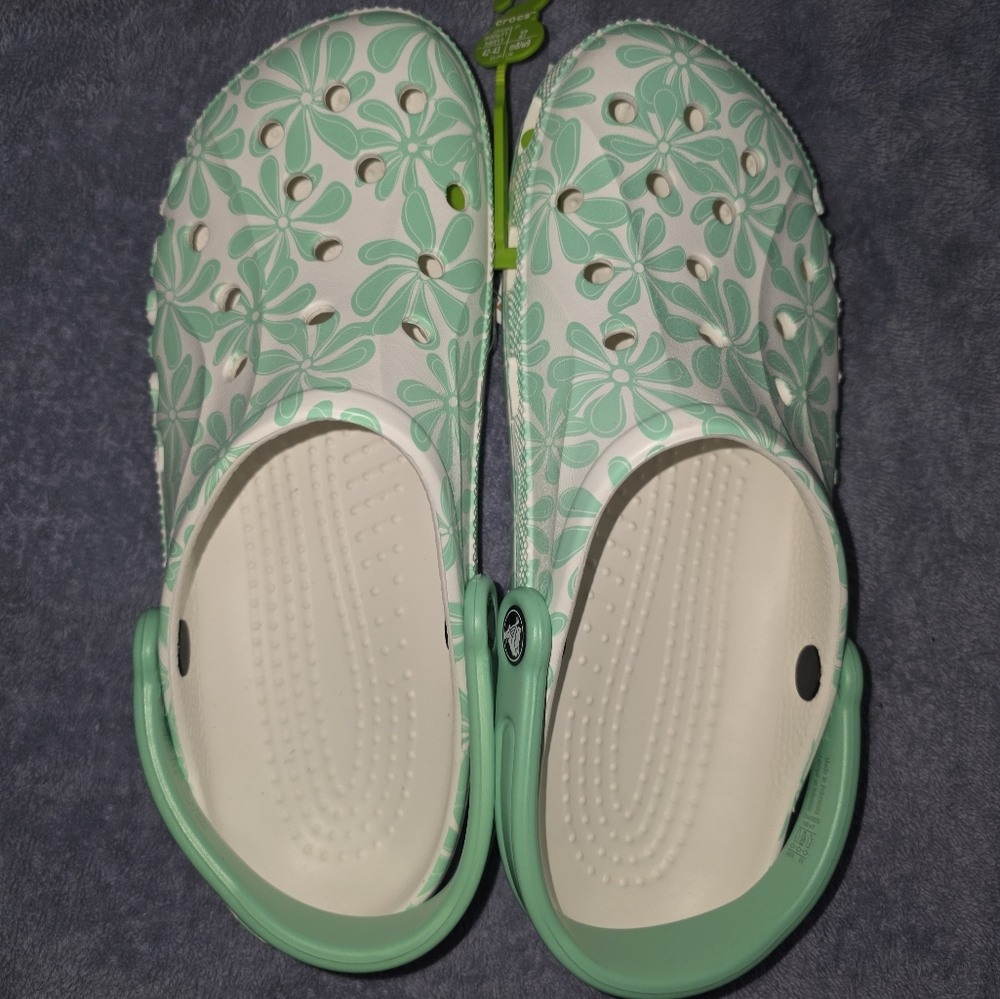 CROCS Mint Green Floral Sandals